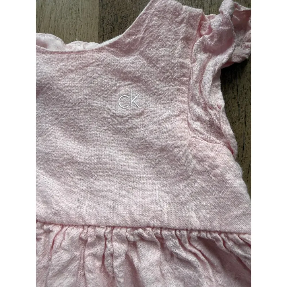 Calvin Klein Baby Girls Pink Floral Embroidered Dress 6-9M Cottagecore